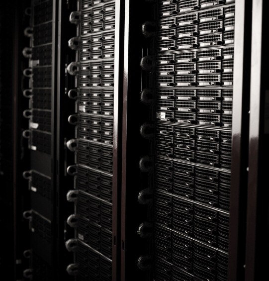 Data center racks full of servers.