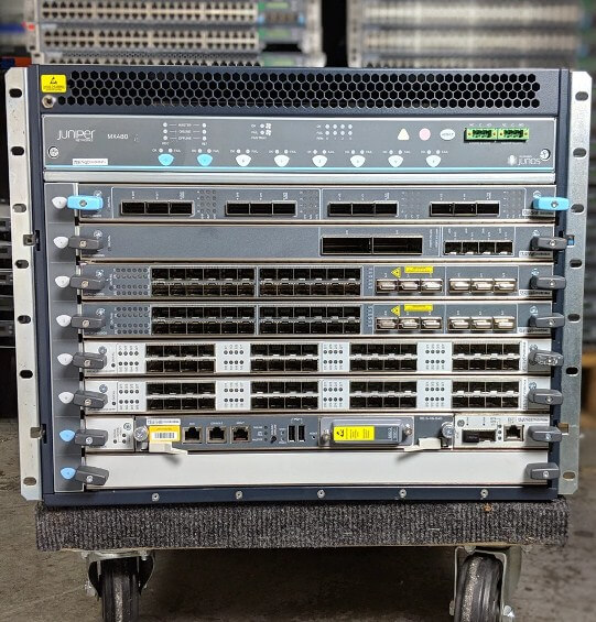 A Juniper router being decommissioned.